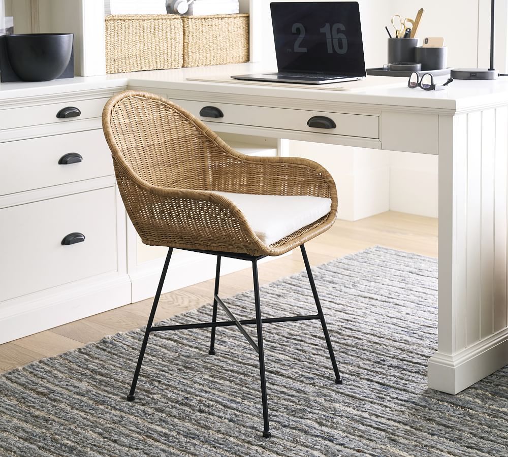 Grove Woven Stationary Swivel Desk Chair | Pottery Barn (US)