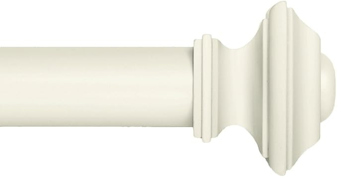 Ivilon Drapery Window Curtain Rod Set - Square Design 1 1/8 Rod. 28 to 48 Inch. Ivory / White | Amazon (US)