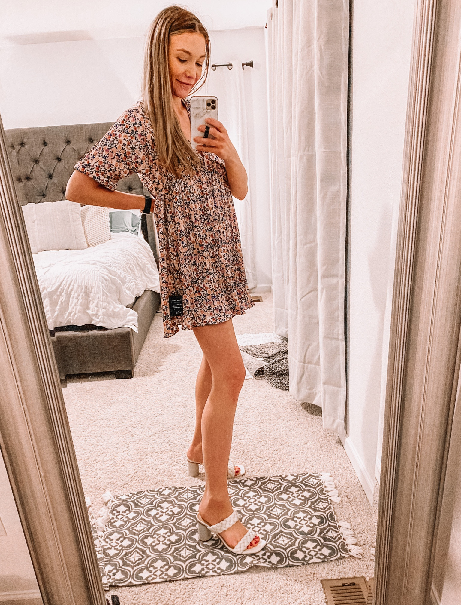 Spring dress under $75! Easter dress, floral dress, brunch dress, date night, brunch outfit, babydoll dress, lulus, braided sandal, summer shoes, spring shoes.

#LTKshoecrush #LTKstyletip #LTKunder100