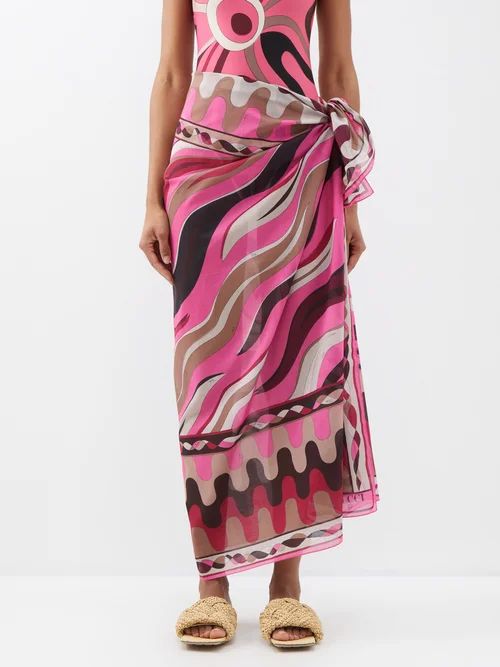 Pucci - Fiemme-print Cotton-muslin Sarong - Womens - Pink Print | Matches (US)