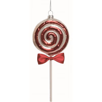 Transpac Glass Red Christmas Peppermint Pop Ornament for Holiday Tree Decor | Target