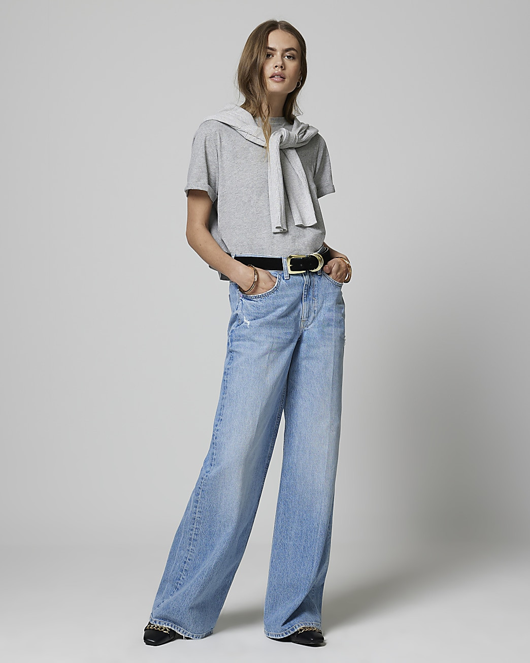 Denim high waisted wide baggy jeans | River Island (UK & IE)