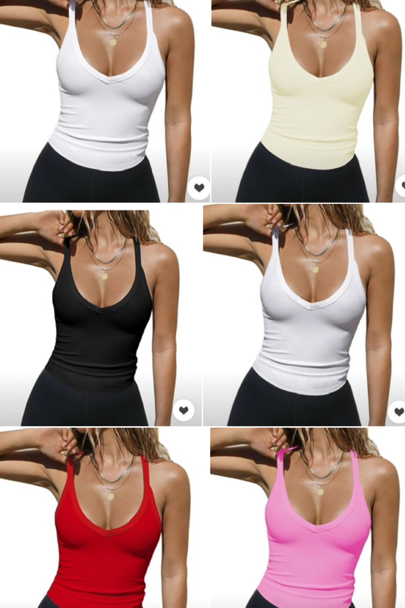 The best basic ribbed v neck tanks under $15! I have both the racerback and the spaghetti strap. I am in the small 