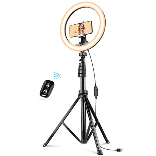 UBeesize 12.2" Ring Light with 62" Selfie Stick Tripod, LED Ring Light with Stand and Phone Holder for Recording/Makeup/YouTube/TIK Tok, Compatible with Cell Phone, Camera | Amazon (US)