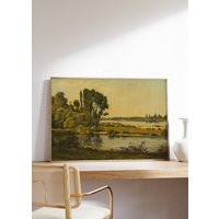 Henri Harpignies - Landscape With A River | 1892 | Vintage Poster Gallery Wall Art Silent Scenery Painting | Etsy (US)