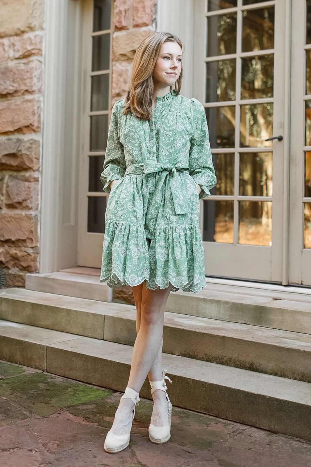Jillian Dress in Mint Embroidery | Baybala