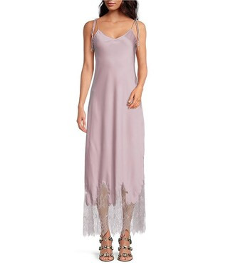 Gianni Bini x DANNIJO Lola Semi Sweetheart Sleeveless Lace Hem Satin Slip Maxi Dress | Dillard's | Dillard's