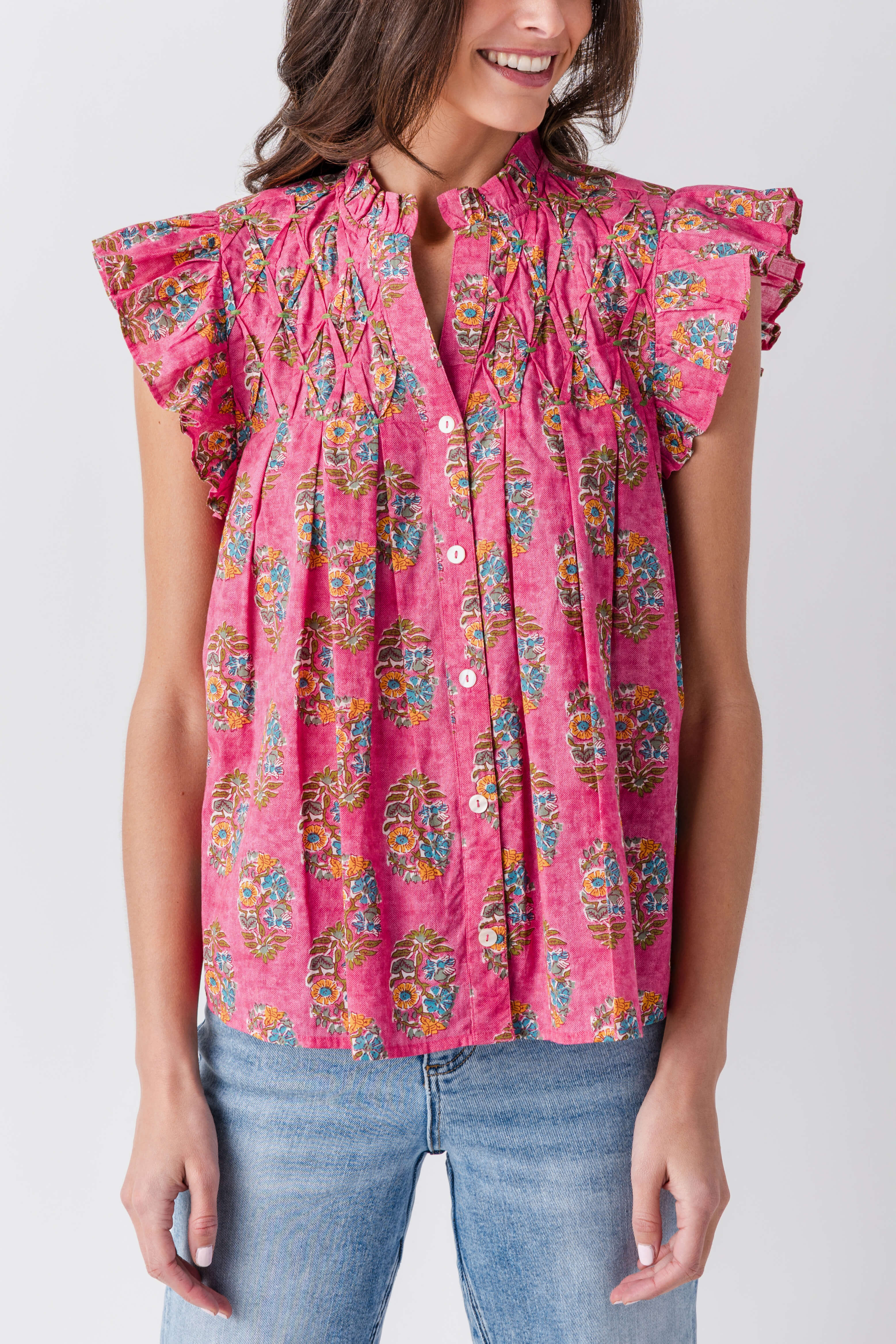 THML Block Print Button Up Top | Social Threads