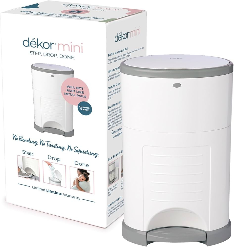 DEKOR Diaper Mini Hands-Free Diaper Pail | White | Easiest to Use | Just Step – Drop – Done |... | Amazon (US)