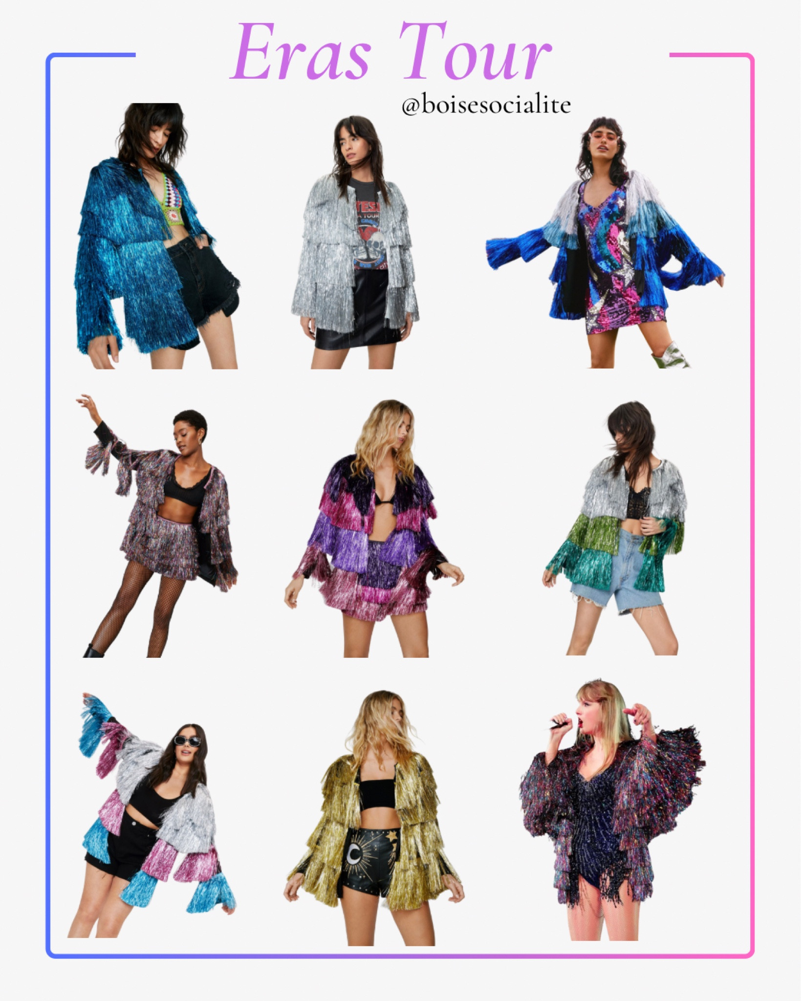 Taylor Swift Eras Tour Fringe Tinsel Multi-color Jacket 

#erastour #taylorswift #karmajacket #sparklejacket 

#LTKunder100 #LTKFind 

#LTKstyletip