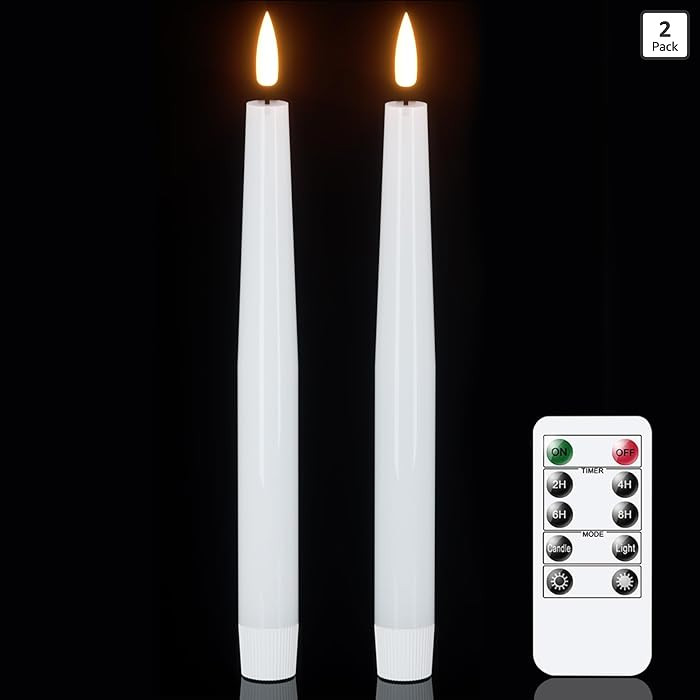 GenSwin Flameless Taper Candles, LED Taper Candles Battery Operated with Remote Timer, Set of 2 R... | Amazon (US)