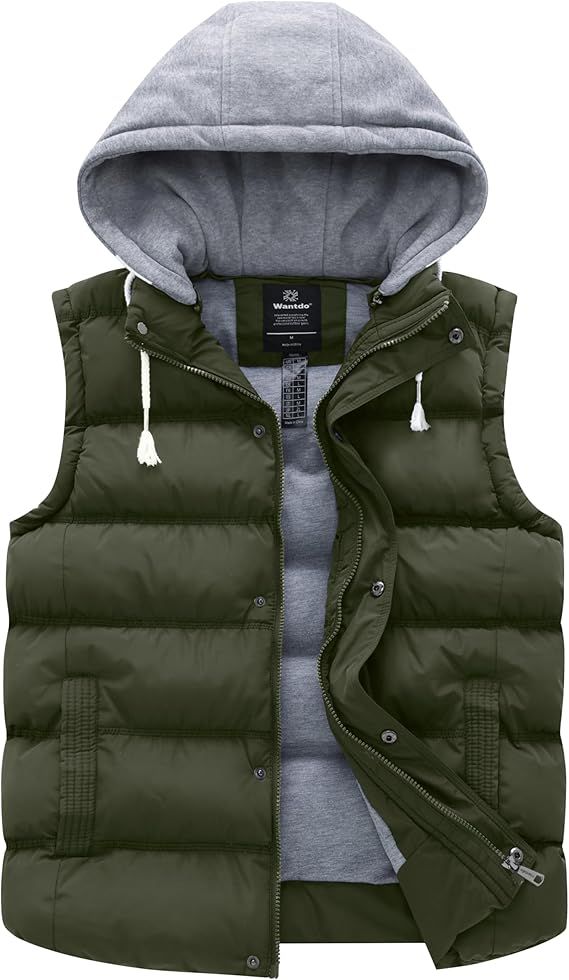 wantdo Women's Quilted Puffer Vest Thicken Warm Winter Coat with Removable Hood | Amazon (US)