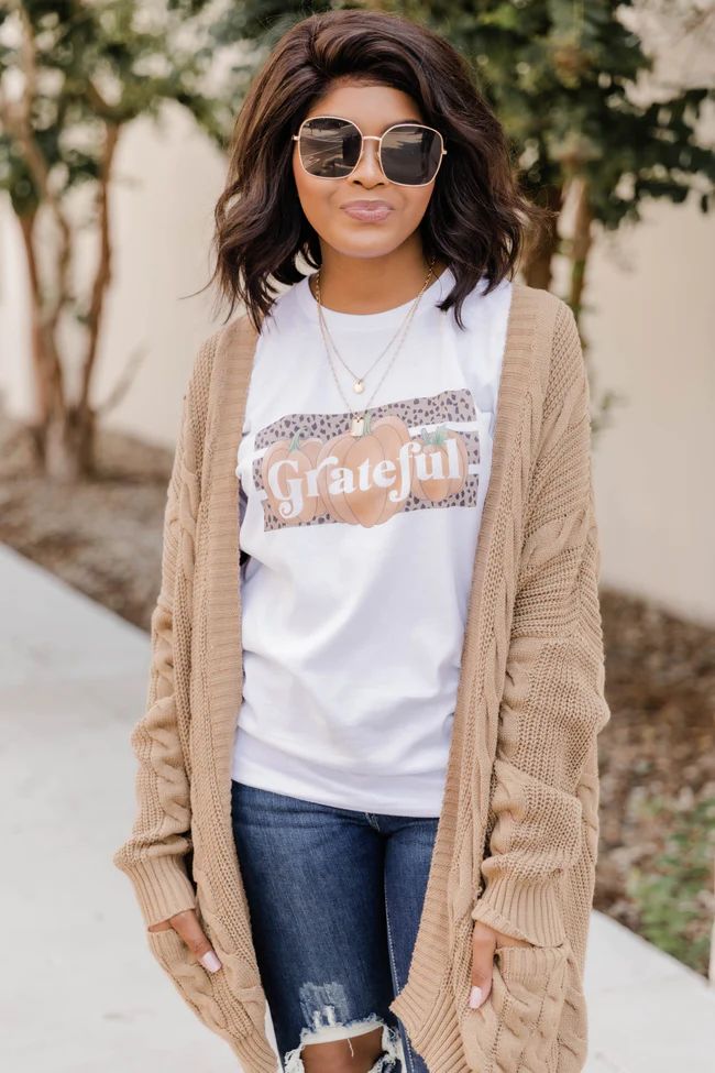 Grateful Pumpkin Graphic White Tee | The Pink Lily Boutique