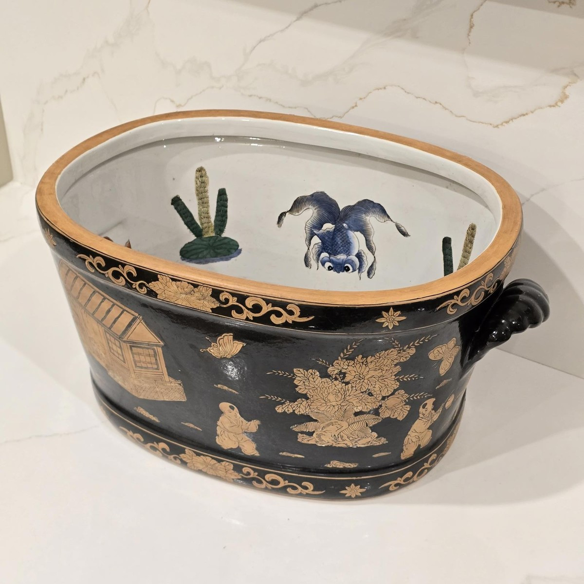 Chinese Porcelain Foot Bath Planter with Chinoiserie Design | eBay US