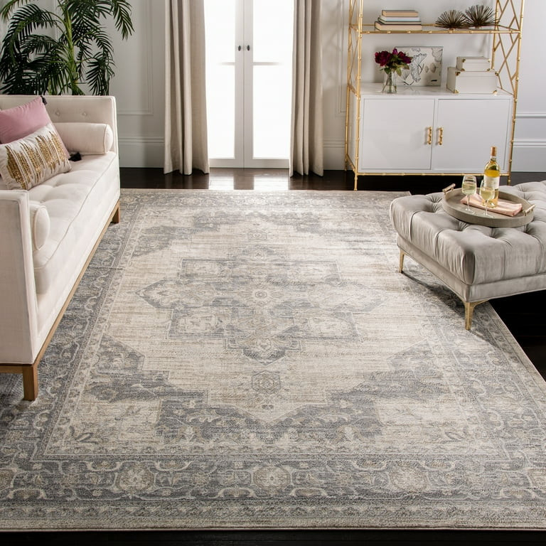 SAFAVIEH Brentwood Jameson Floral Bordered Area Rug, 8' x 8' Square, Cream/Grey | Walmart (US)