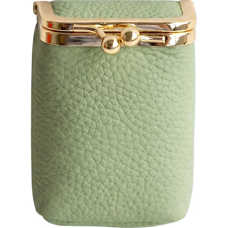 Hfppkn Mini Cowhide Leather Lipstick Pouch Green 8cm Kiss Lock Makeup Cosmetic Bag for Women Trav... | Walmart (US)
