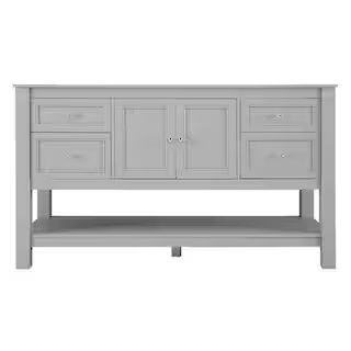 Home Decorators Collection Gazette 60 in. W Bath Vanity Cabinet Only in Grey for Center Bowl Desi... | The Home Depot