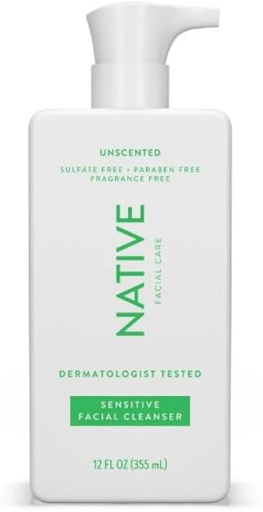 Native Sensitive Facial Cleanser, Unscented, for Sensitive Skin, 12 fl Oz, (1 Pack). | Amazon (US)