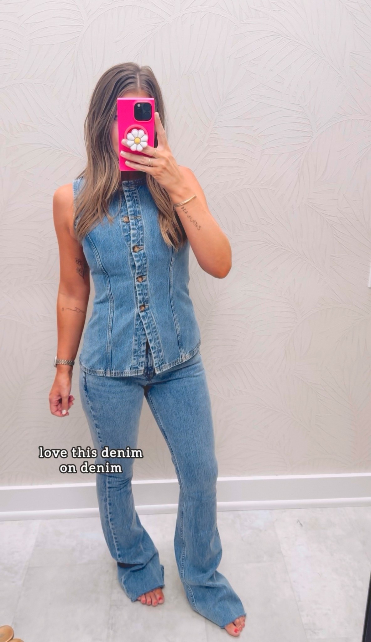 Denim on denim for fall!!! Jeans run big and super long FYI 