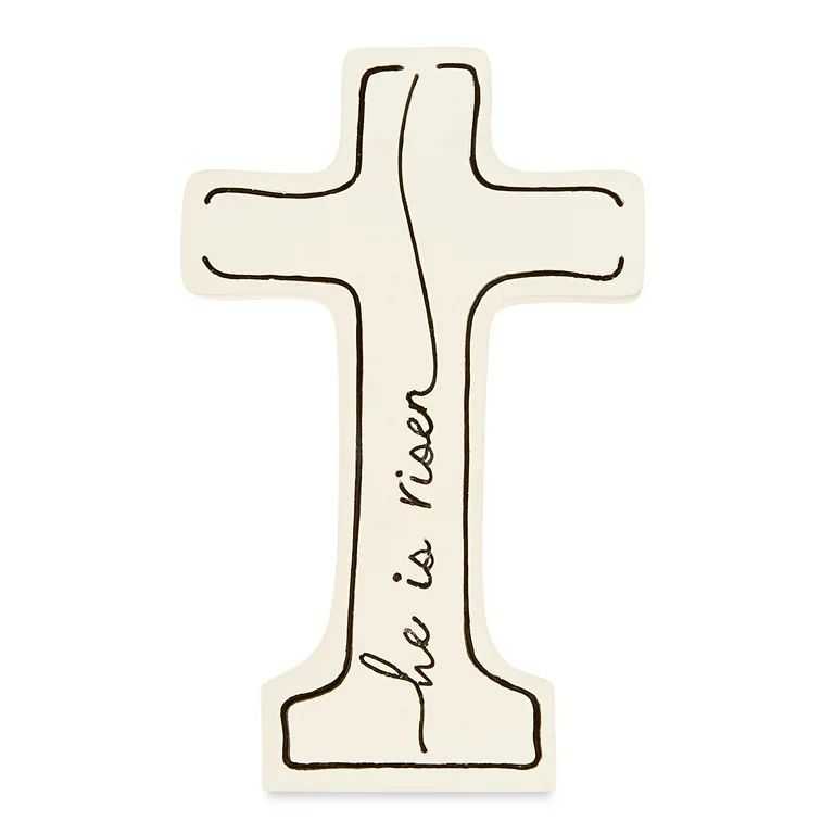Easter White Resin Cross Tabletop Decor, 4.25 in, by Way To Celebrate - Walmart.com | Walmart (US)