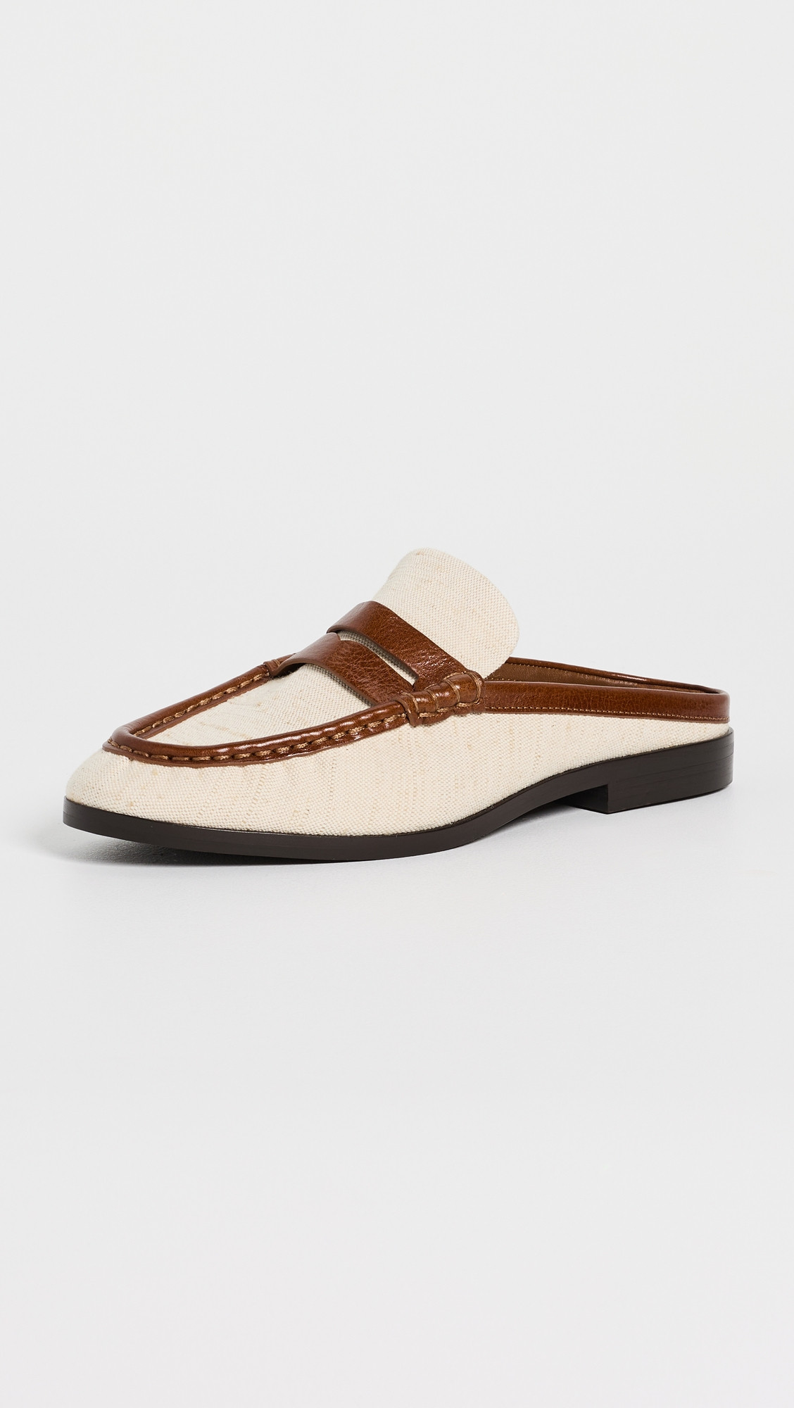 SIMKHAI Dean Canvas Combo Loafer Mules Natural Saddle 37 | Shopbop