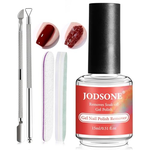 JODSONE Gel Nail Remover No Need Soaking or Wrapping for Quick And Easy Removal At Home with Cuticle Pusher and Nail File | Amazon (US)