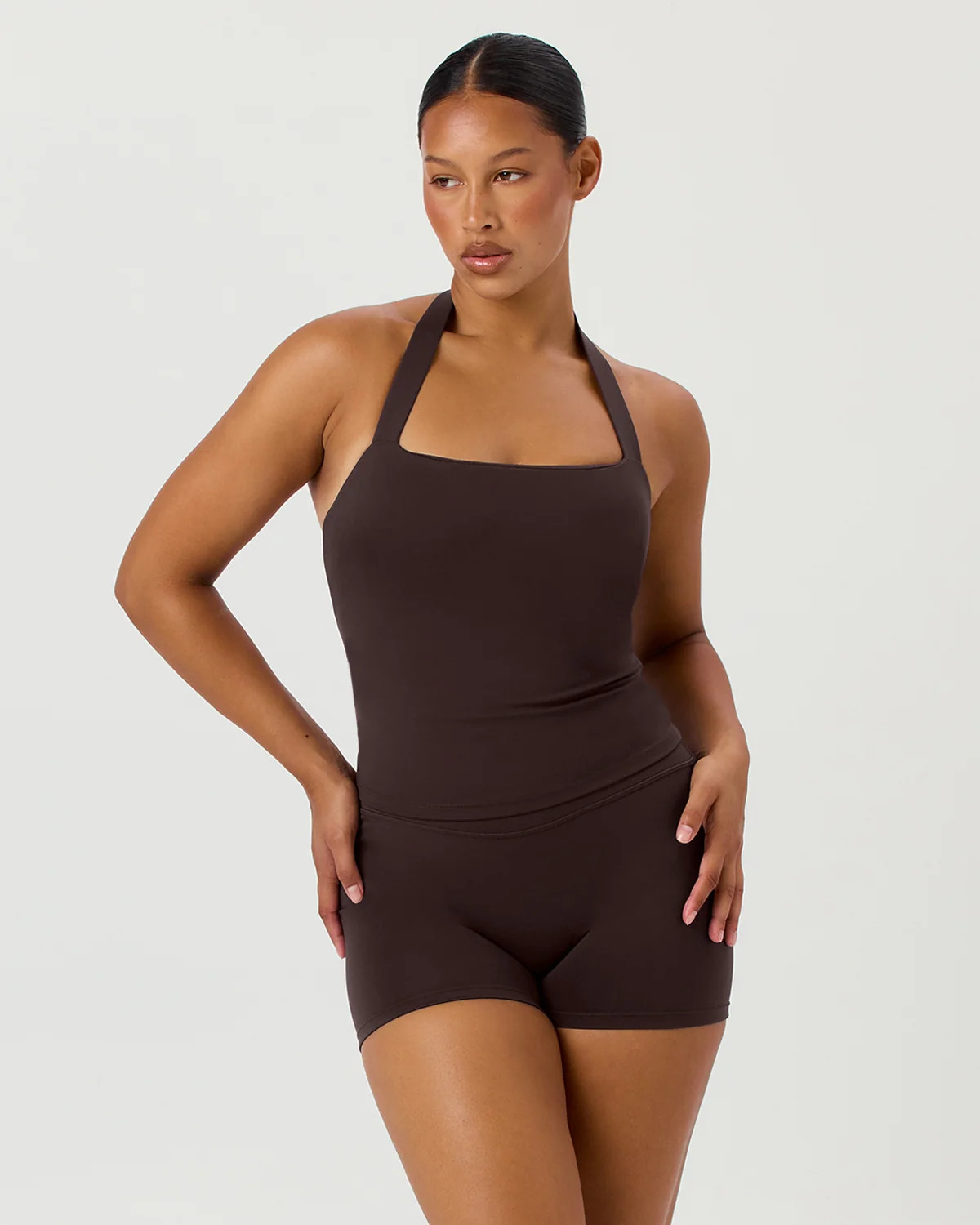 Serenity Halle Halter Tank | Espresso | Crop Shop Boutique US