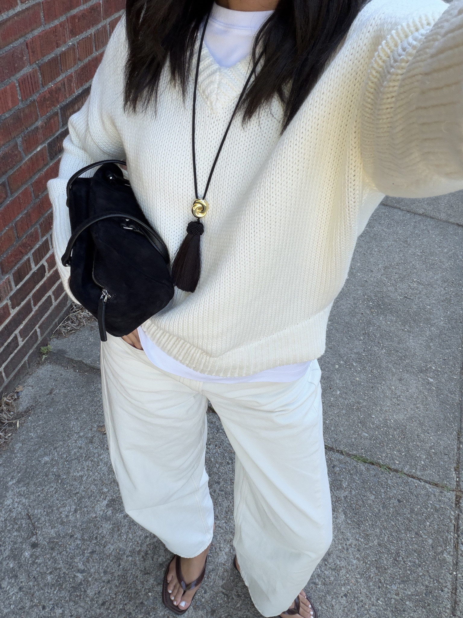 Casual spring outfit for lunch and errands today! Size S in cotton sweater, S in oversized tee, 28 in jeans (sized up for a more relaxed fit) 

#LTKmomlife #LTKootd #LTKSeasonal