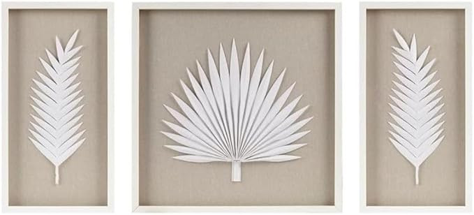 Oakestry 3-Pieces Sabal Floral Wall Art Rustic Handmade Canvas Combines With Palm Natural Rice Pa... | Amazon (US)