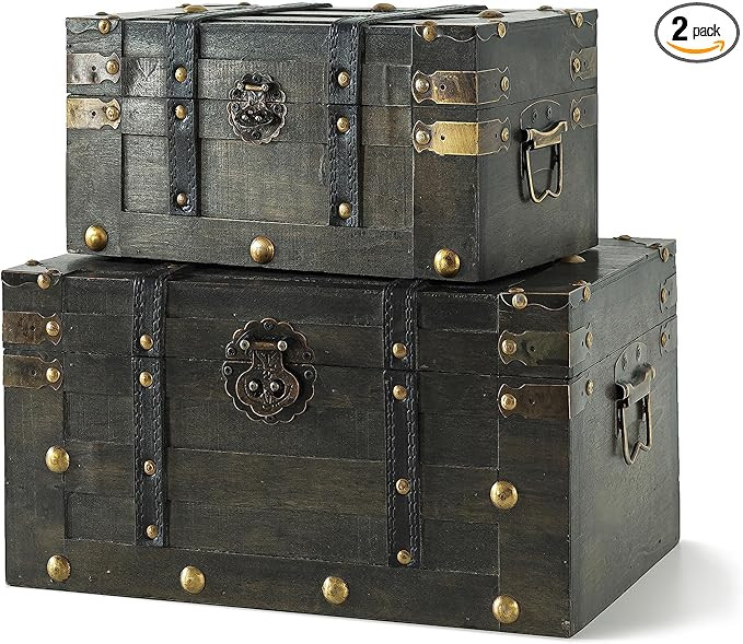 SLPR Alexander Wooden Boxes with Hinged Lids - Set of 2, Decorative Trunks for Storage and Home D... | Amazon (US)