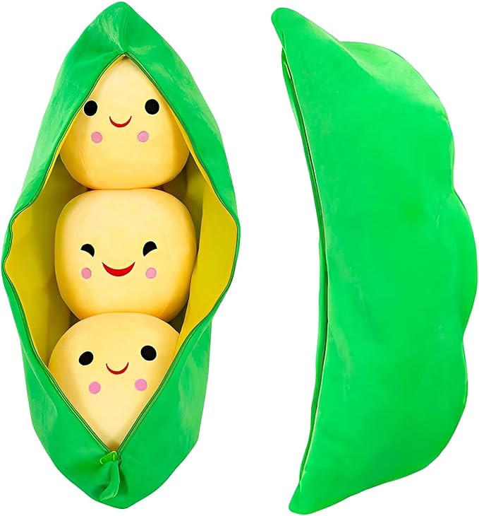 Giant Peas in A Pod Plush Toy Pea Pod Pillow Cute Pea Stuffed Toys Plant Doll Various Sizes (Yell... | Amazon (US)
