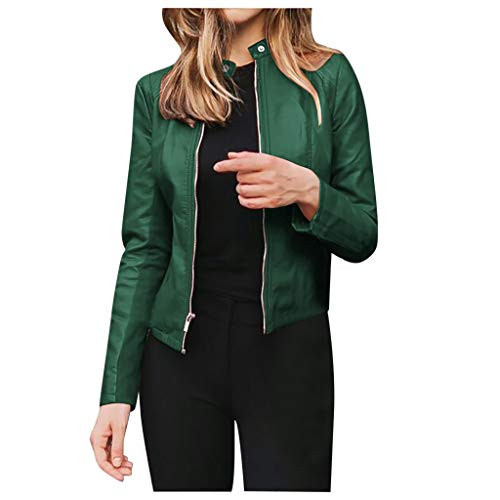 Faux Leather Jacket Women 2024 Summer Cropped Bomber Jackets Casual Light Jacke Moto Biker Coats Long Sleeve Jackets Quilted Motorcycle Outwear Slim Lapel Coats Suede Jackets(Green,X-Large) | Amazon (US)