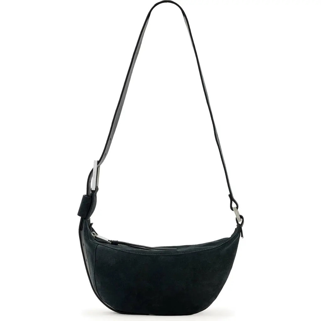 AllSaints Luna Suede Crossbody Bag in Ink Blue at Nordstrom | Nordstrom