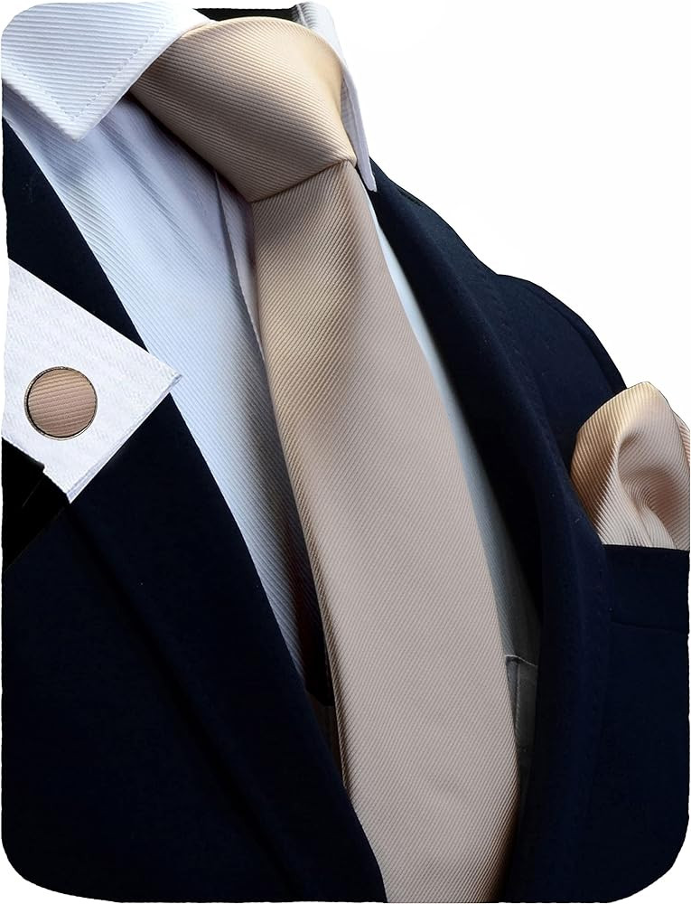 GUSLESON 3.15"（8cm） Solid Color Necktie and Pocket Square Cufflinks Sets For Men + Gift Box | Amazon (US)