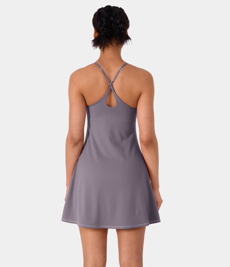 Women’s Everyday Cloudful™ Backless 2-in-1 Flare Activity Dress-Wannabe-Longer Length & Adjus... | HALARA
