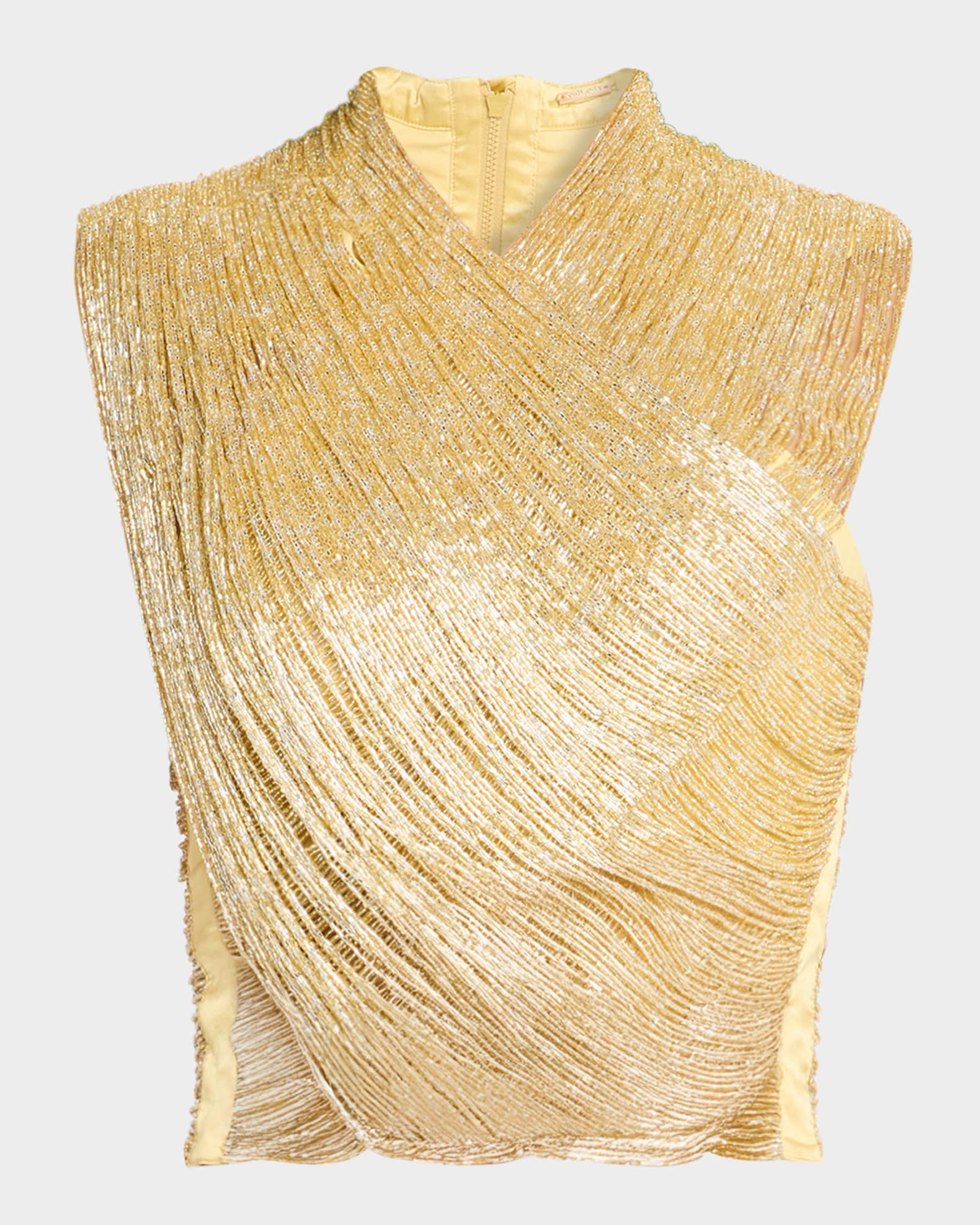 Cult Gaia Haisley Hand-Beaded Mesh Crop Top | Neiman Marcus