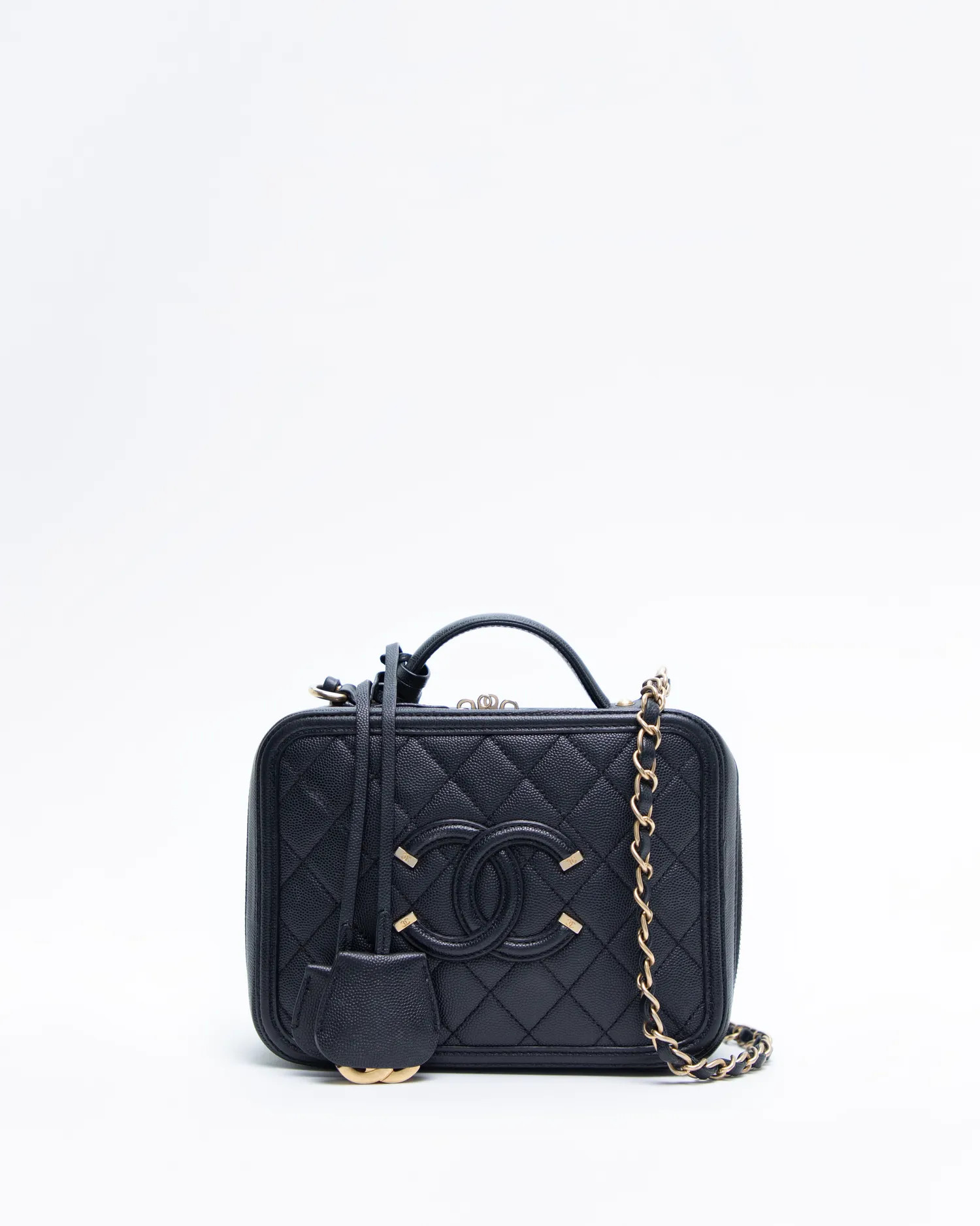 Caviar Quilted Filigree Vanity Case | Vivrelle