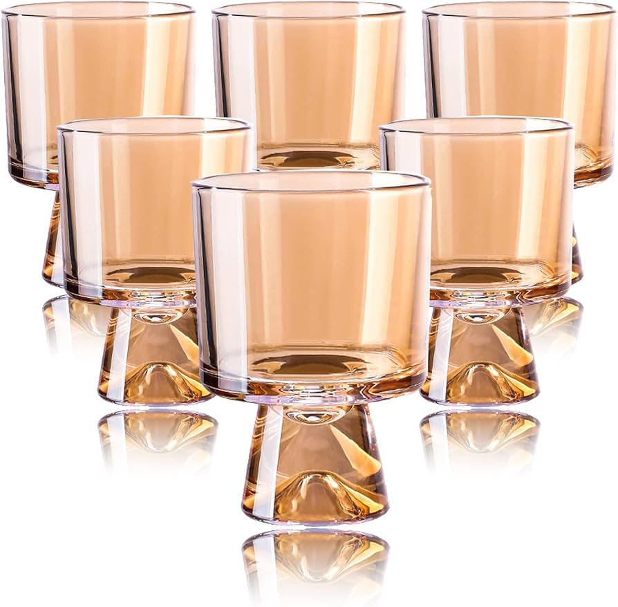 Martini Glasses 8 OZ (Set of 6) With Stylish Colorful Bases | Elegant Stemless Bar Glasses | reat... | Amazon (US)