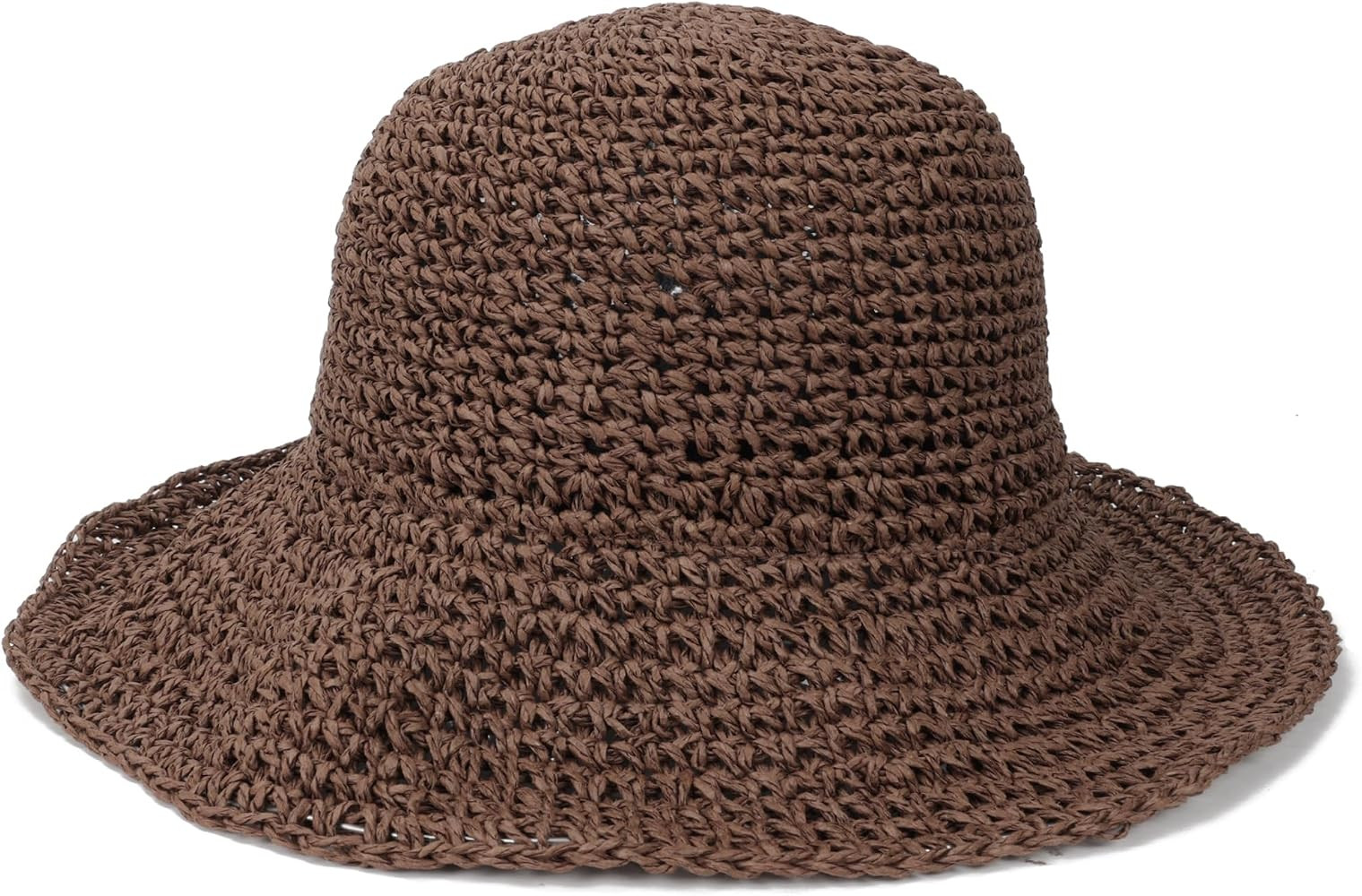 Womens Crochet Straw Sun Hat Foldable Floppy Wide Brim Beach Hat for Summer | Amazon (US)