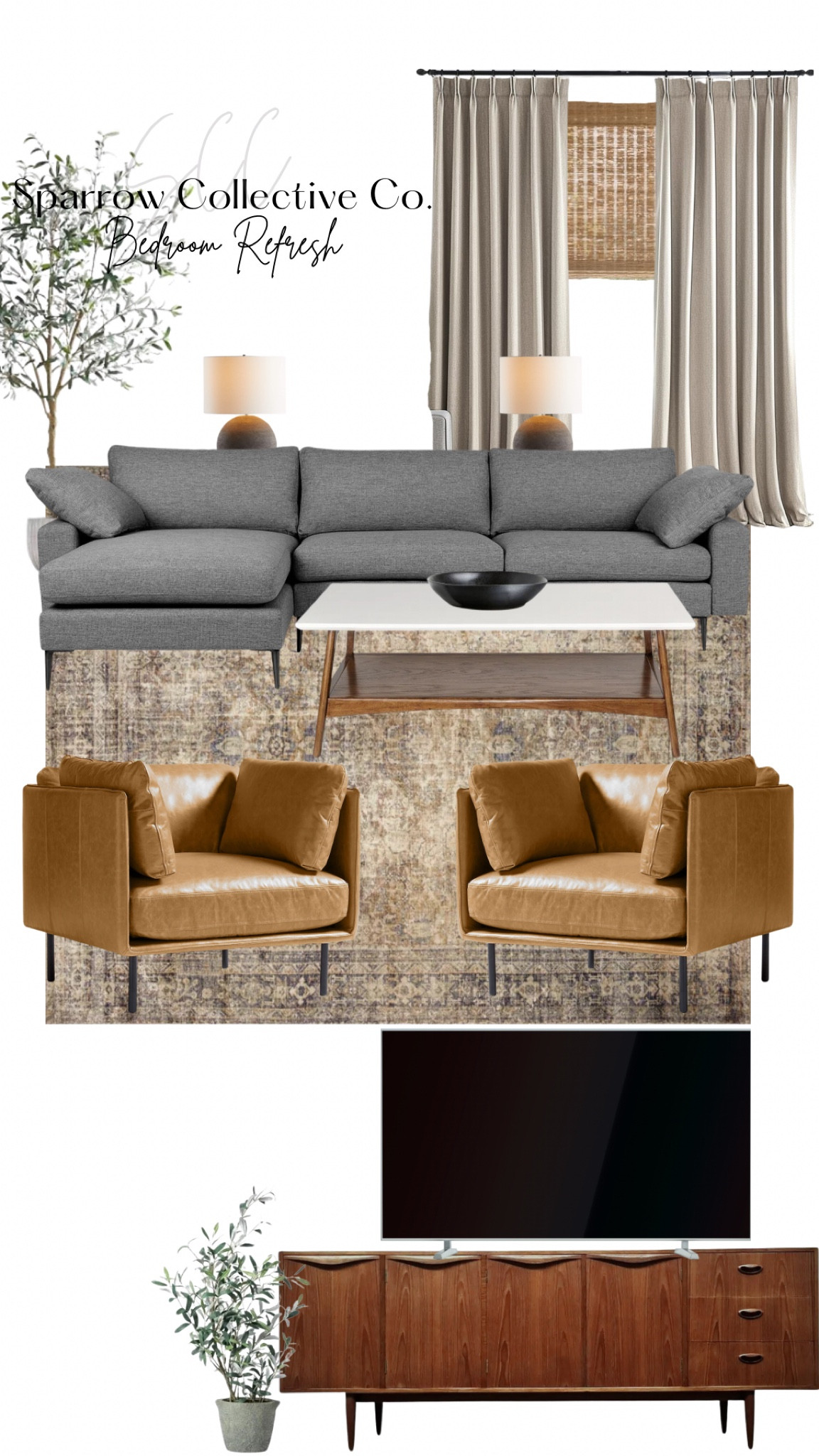 Living room refresh. 

Window treatment details: 
Liz Linen
Pinch Pleat 
Oak Dim Grey 

#LTKStyleTip #LTKHome #LTKSaleAlert