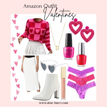 Amazon Finds♥️🤍💕🌸

Affordable Valentine’s Day outfit♥️

Cute sweater
White pencil skirt $19.99
Heart dangle earrings
Opi mail colors
Chunky high heal boot
City beauty lip gloss & plumper
My favorite underwear by hanky Panky 
Heart sun glasses $5.99
Kendra Scott initial necklace



#LTKunder100 #LTKstyletip #LTKGiftGuide