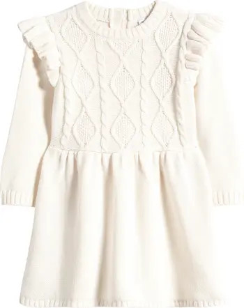 Ruffle Cable Stitch Sweater Dress | Nordstrom