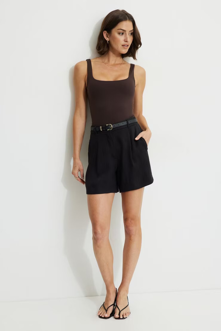 Pleated Mid-Thigh Shorts | Dynamite Clothing