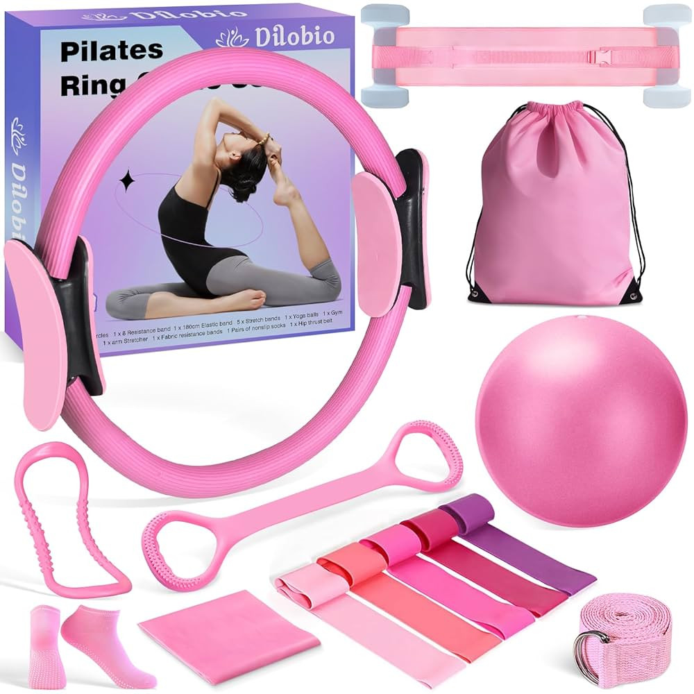 Pilates Ring Essentials Kit for Women, Workout Equipment Set for Home with 12'' Magic Circle, Min... | Amazon (US)