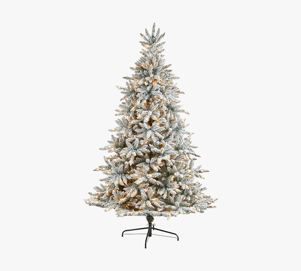Pre-Lit Flocked West Virginia Spruce Faux Christmas Tree | Pottery Barn (US)