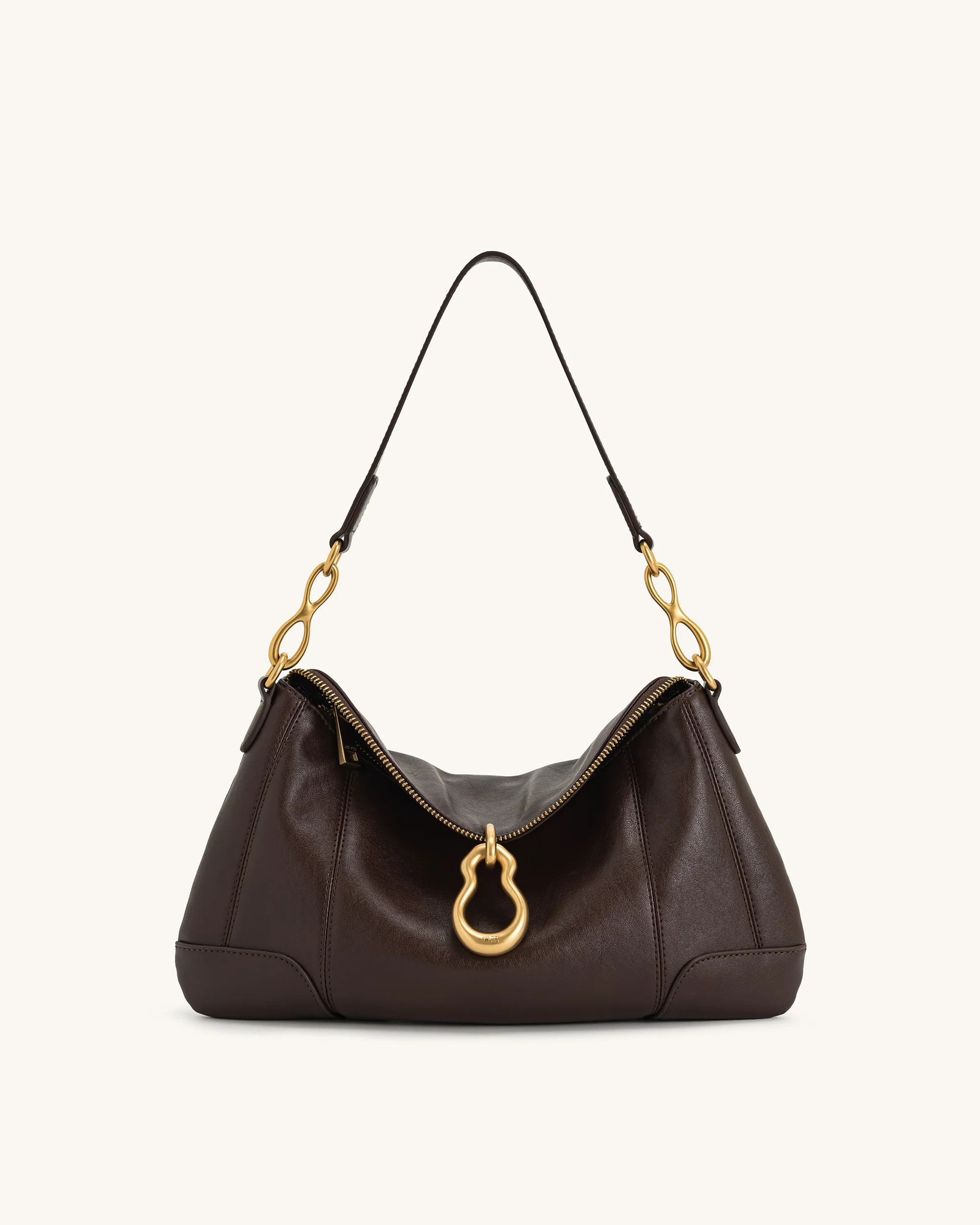 Jayla Metal Pendant Embellished Shoulder Bag - Dark Brown | JW PEI US