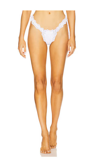 Daisy Eyelet Bikini Bottom in White | Revolve Clothing (Global)