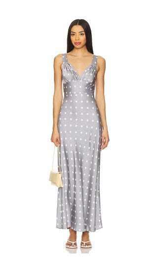 Ruched Cup Slip Maxi Dress in Dusty Blue Multi | Revolve Clothing (Global)