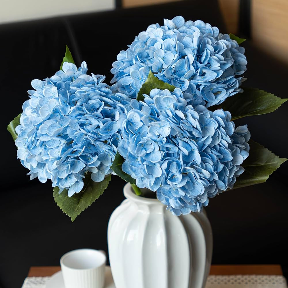 3PCS 22 inch Realistic Artificial Hydrangea Large Real Touch Flowers Artificial Flowers Dry Flowe... | Amazon (US)
