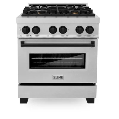 ZLINE Autograph Edition 30 in. 4.0 cu. ft. Legacy Dual Fuel Range with 4 Burner Gas Cooktop and Electric Convection Oven in Satin Stainless Steel | Wayfair North America